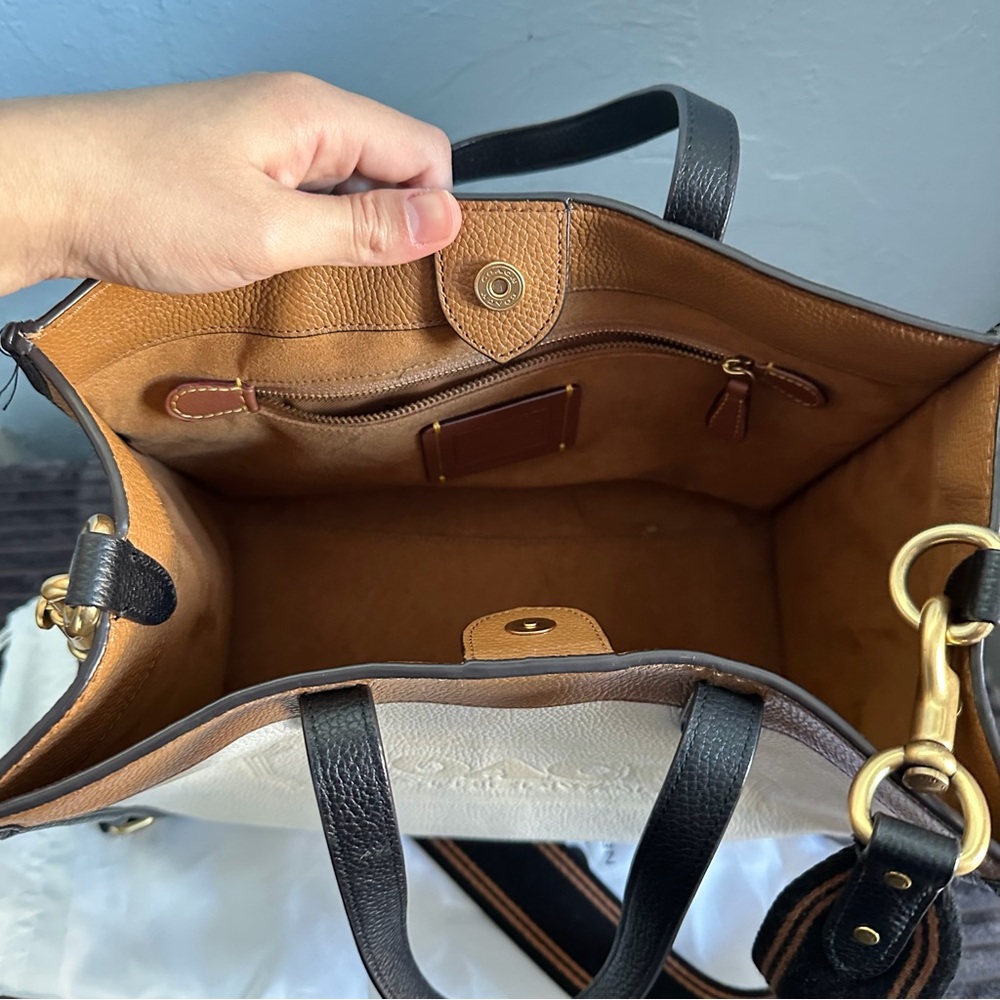 Coach Canvas & Leather Tote in Cream, Brown & Black - Picture 7 of 7